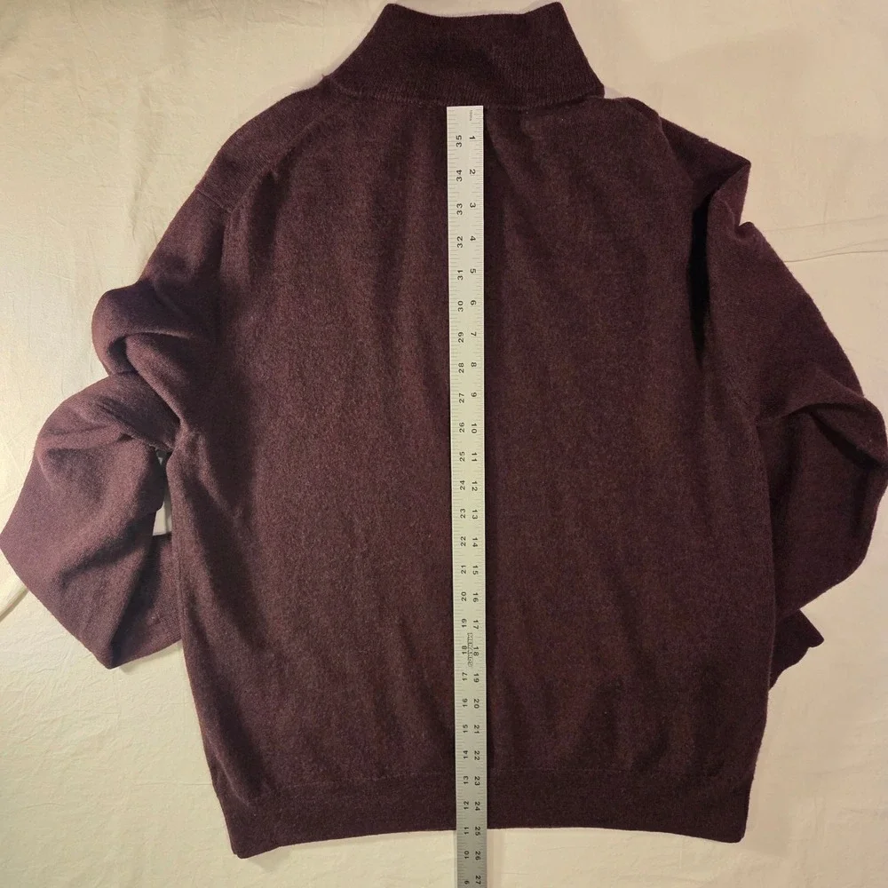 Express Men's 100% Merino Wool Quarter Zip Sweater, Size XL, Burgundy Maroon